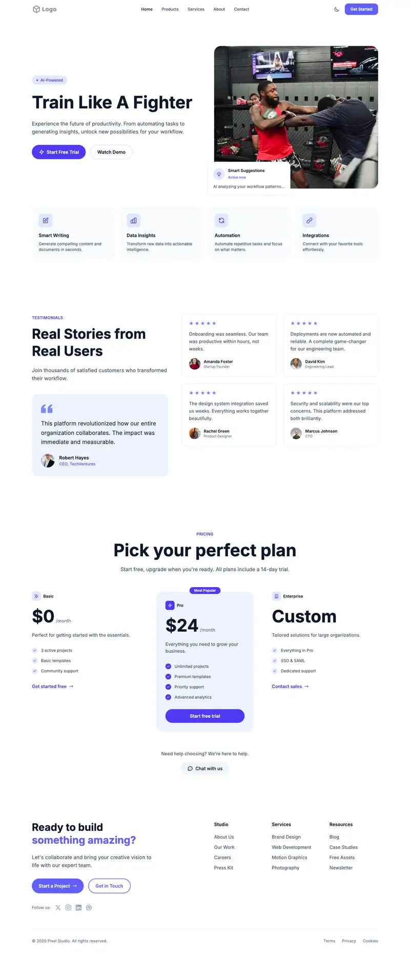 MMA Gym website template preview