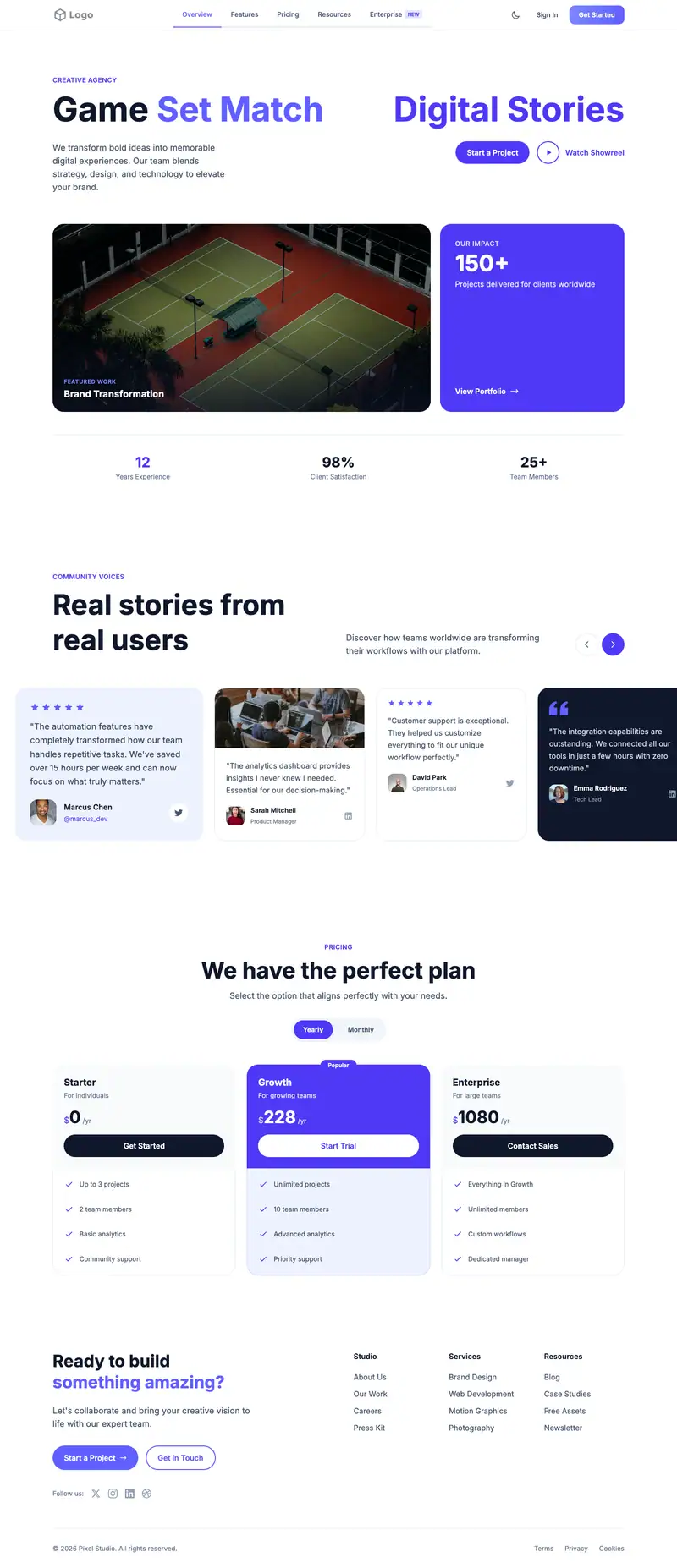 Tennis Club website template preview