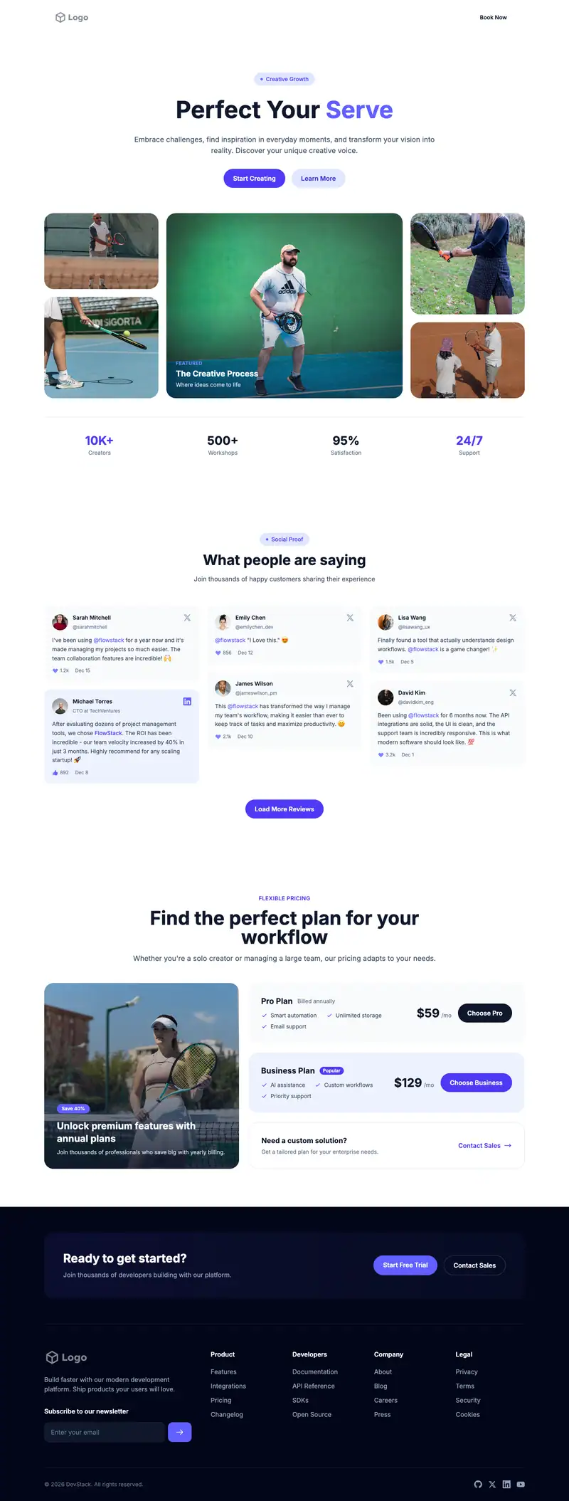 Tennis Instructor website template preview