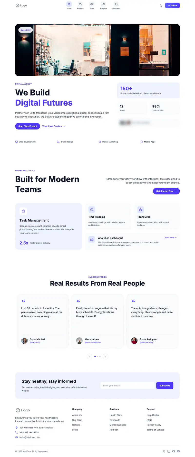 Running Store website template preview