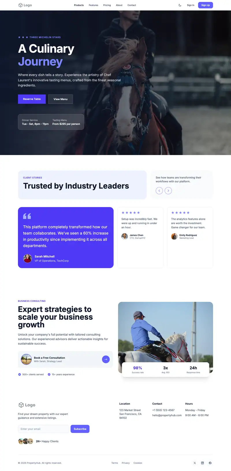 Horse Riding Lessons website template preview