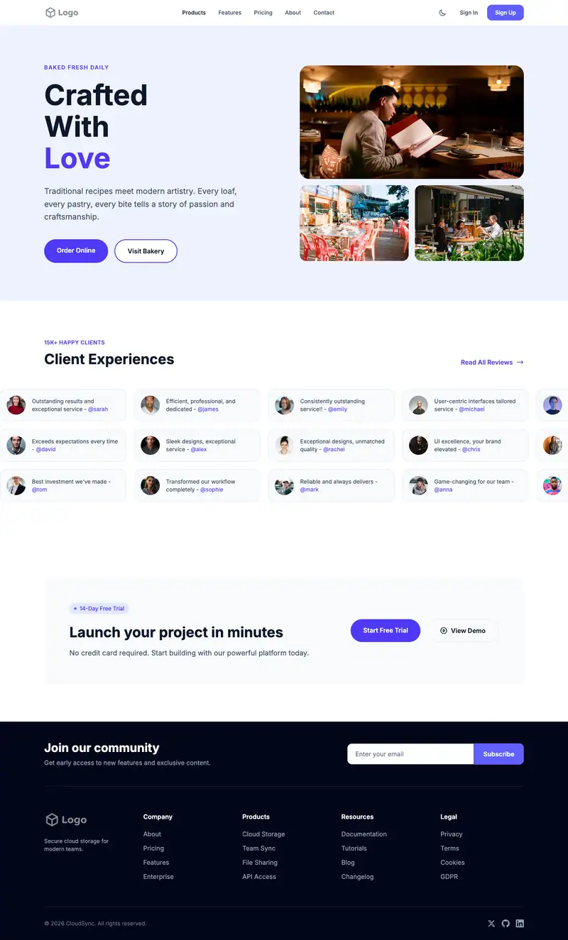 Casual Restaurant website template preview