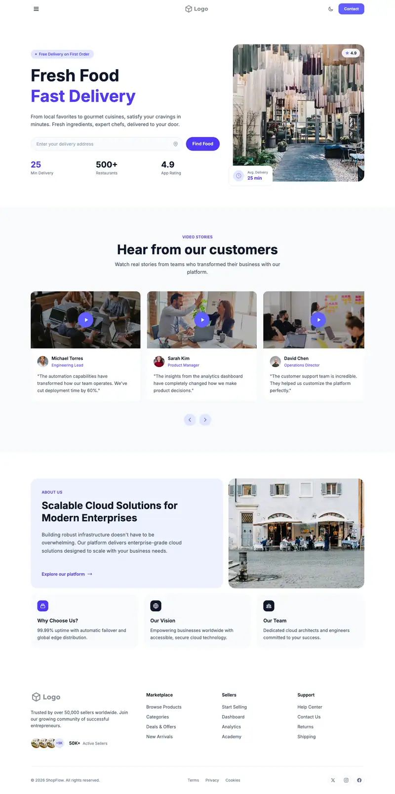 Italian Restaurant website template preview