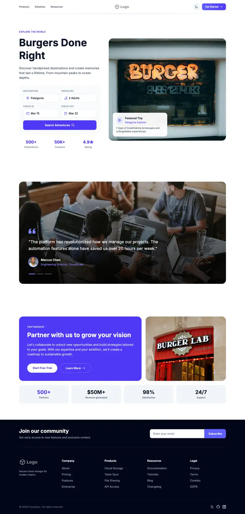 Burger Joint website template preview
