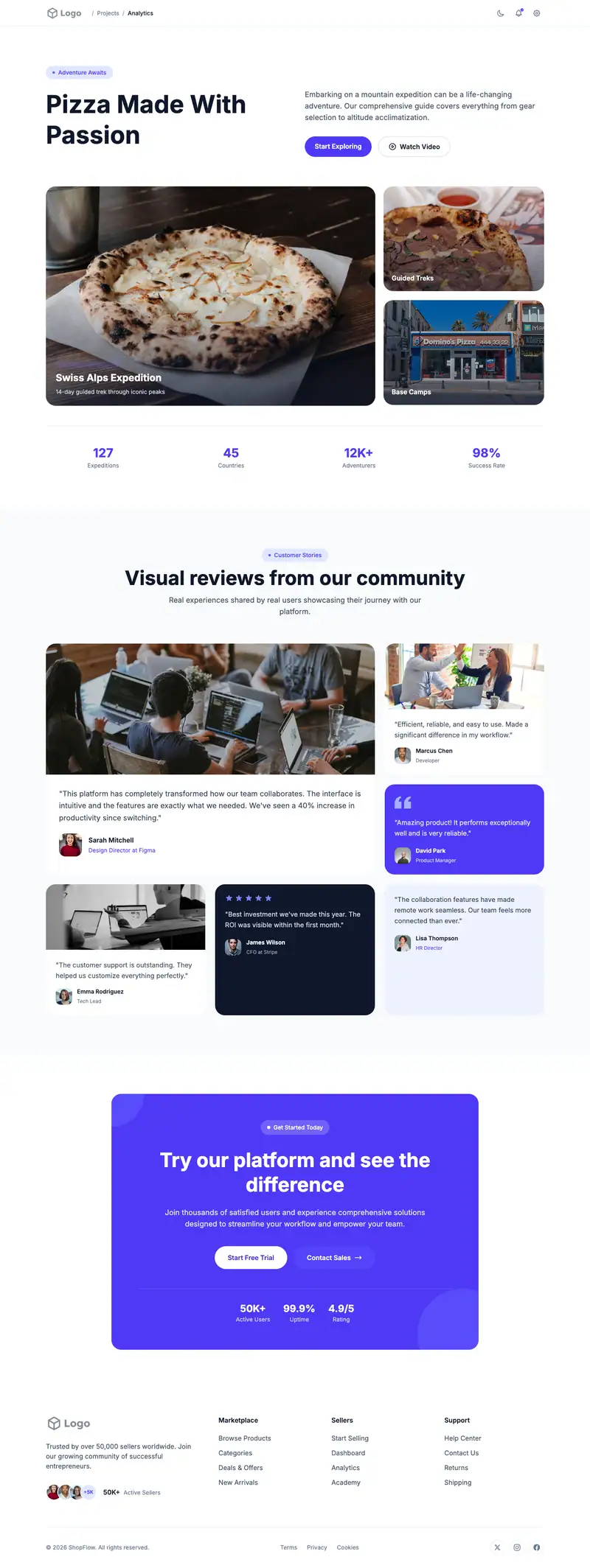 Pizza Restaurant website template preview