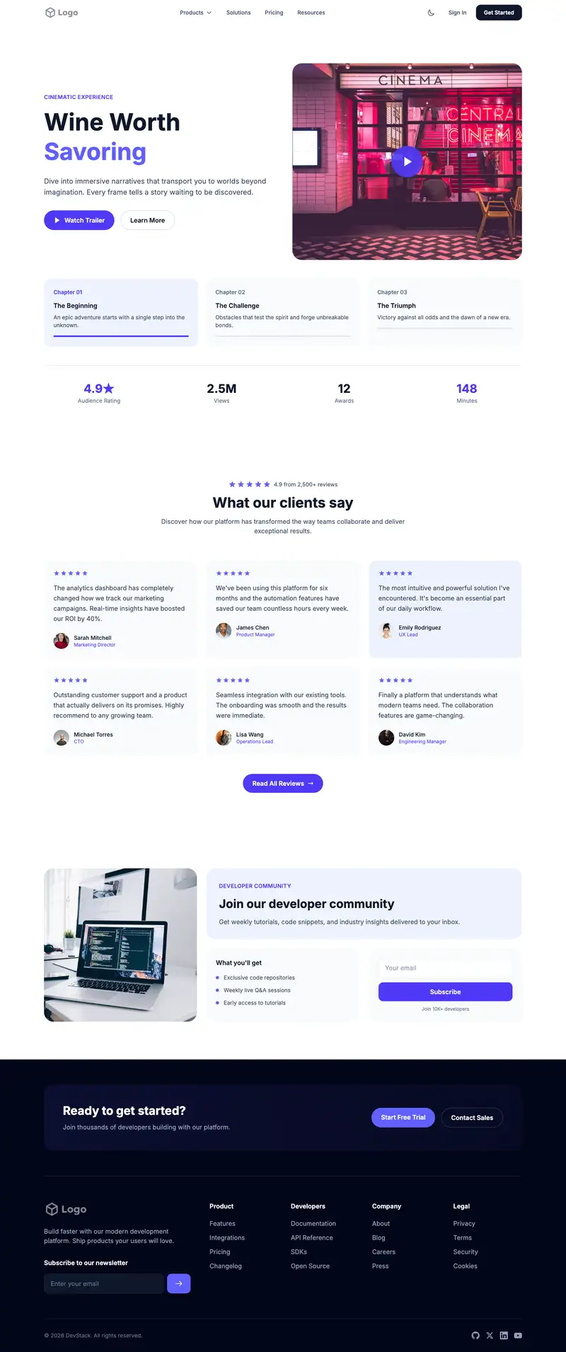 Wine Bar website template preview