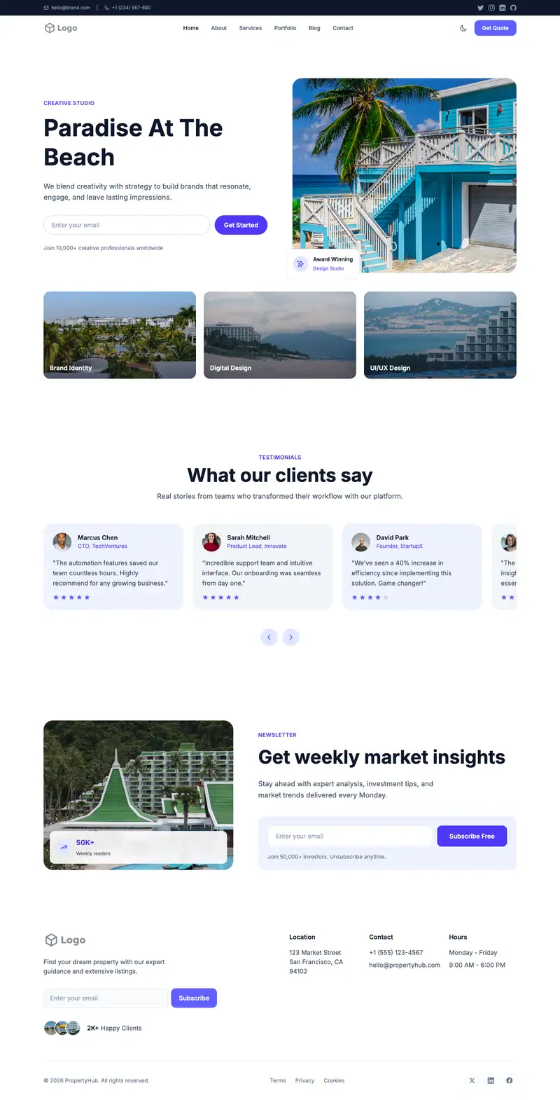 Beach Resort website template preview