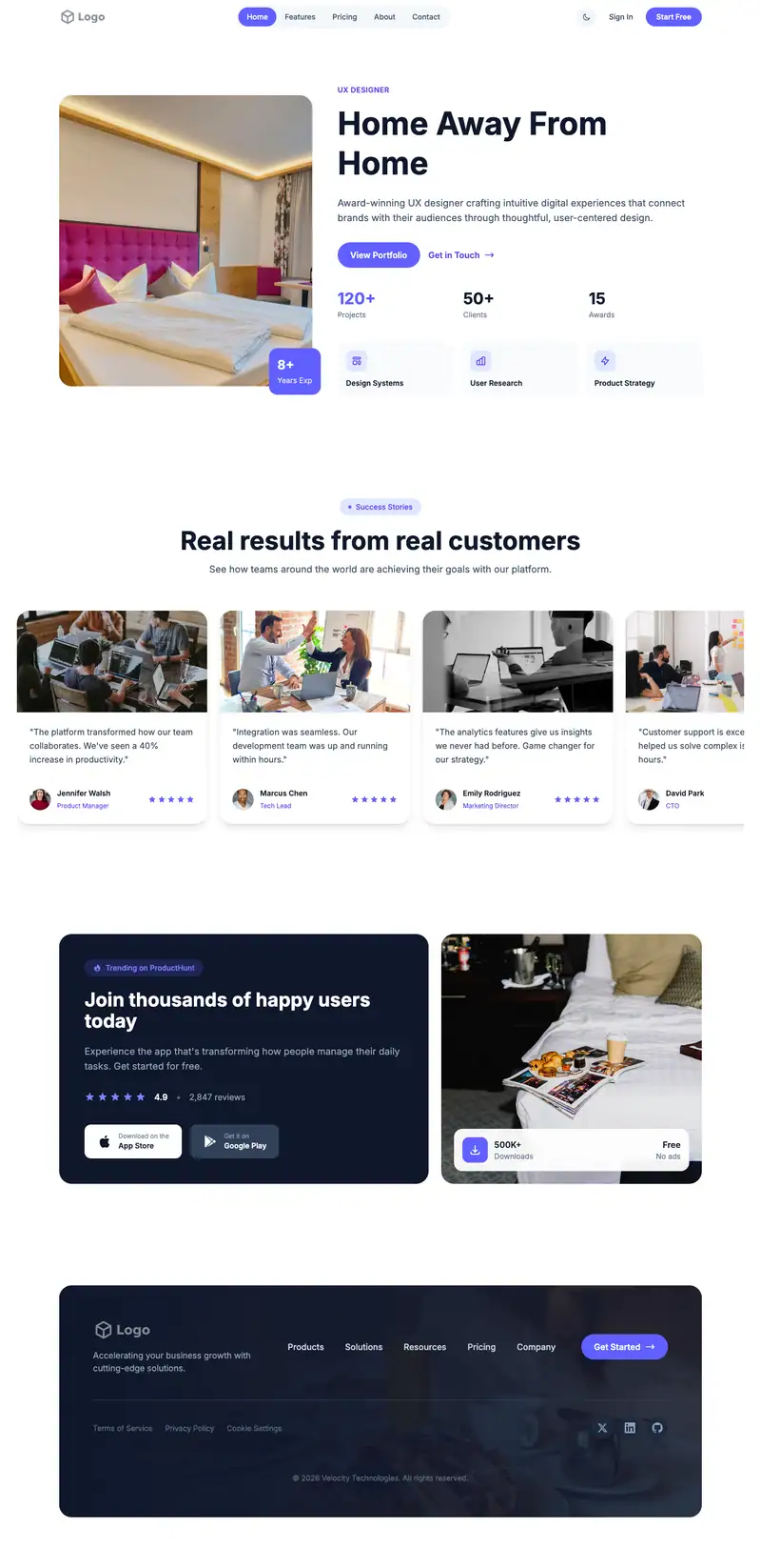 Bed and Breakfast website template preview