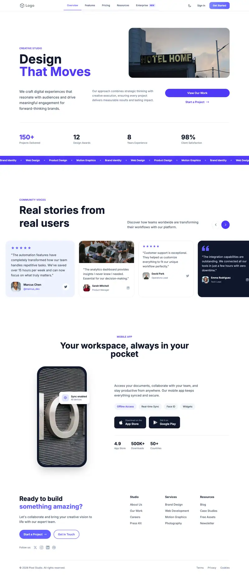Motel website template preview