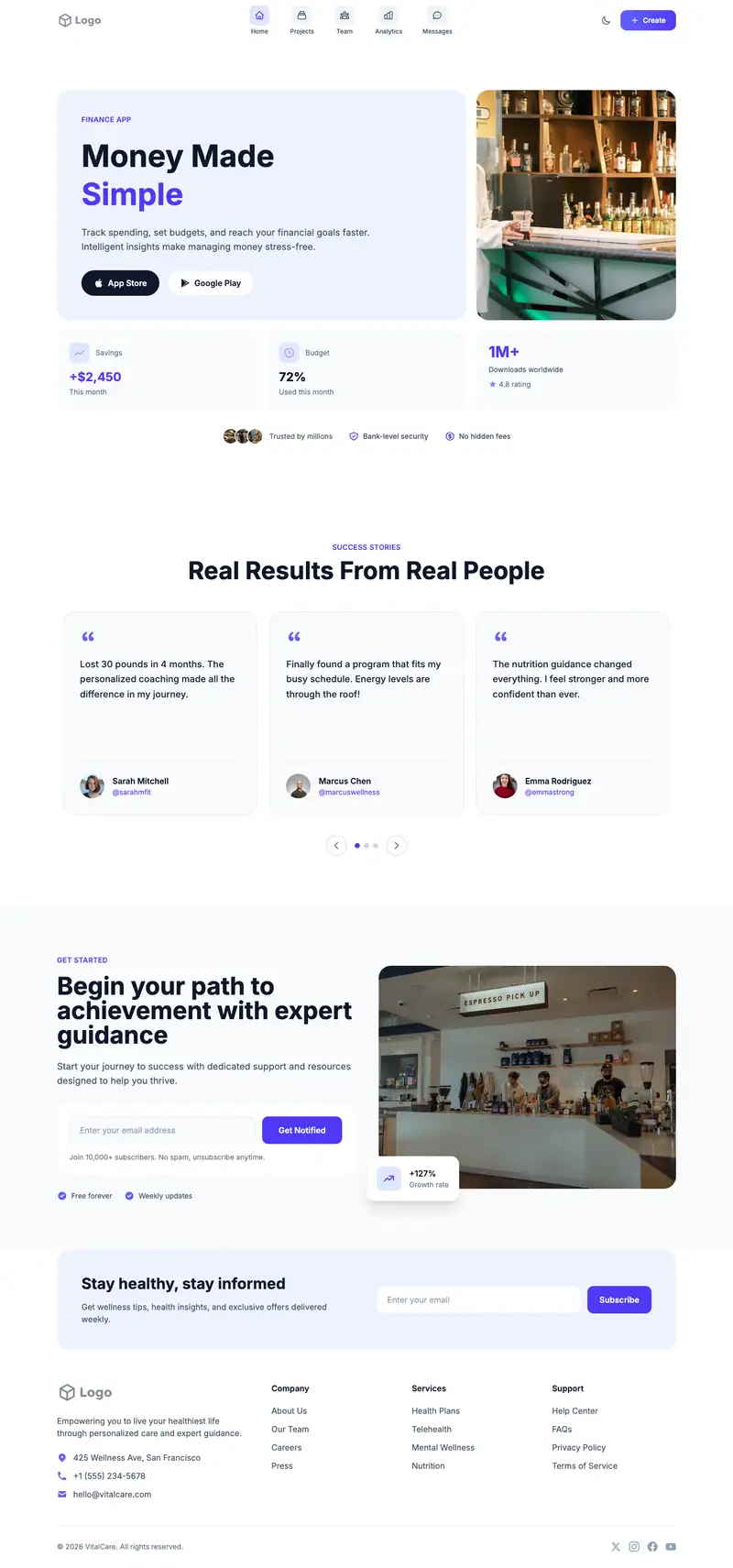Juice Bar website template preview