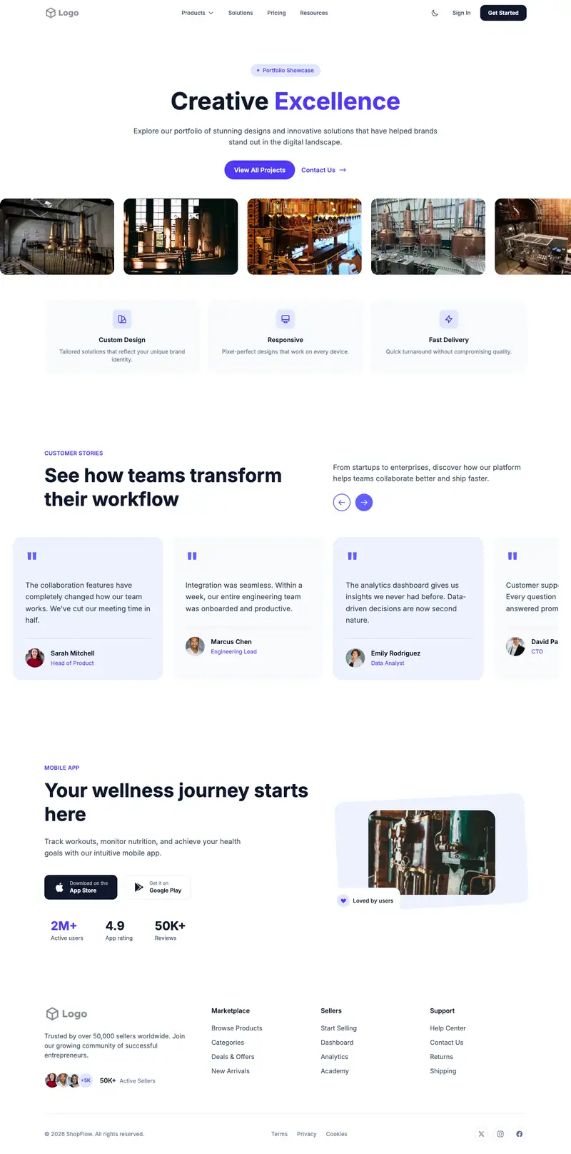 Distillery website template preview