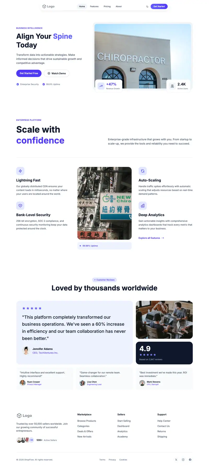 Chiropractor website template preview
