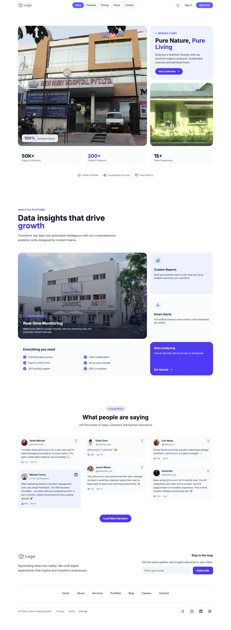 Holistic Health Center website template preview