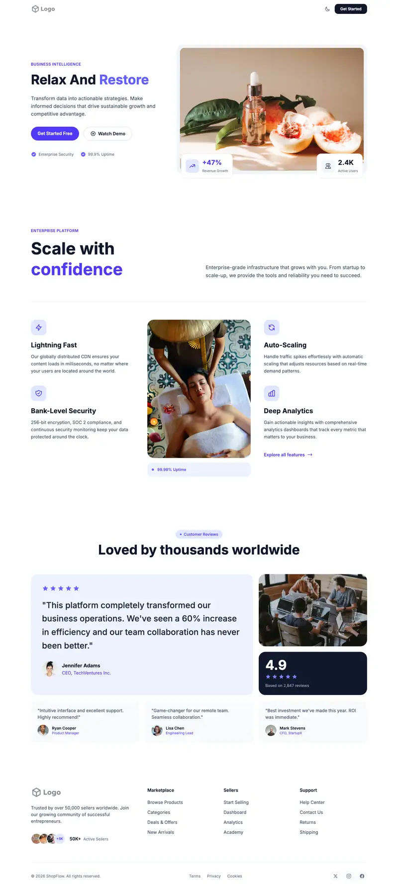 Massage Therapy website template preview