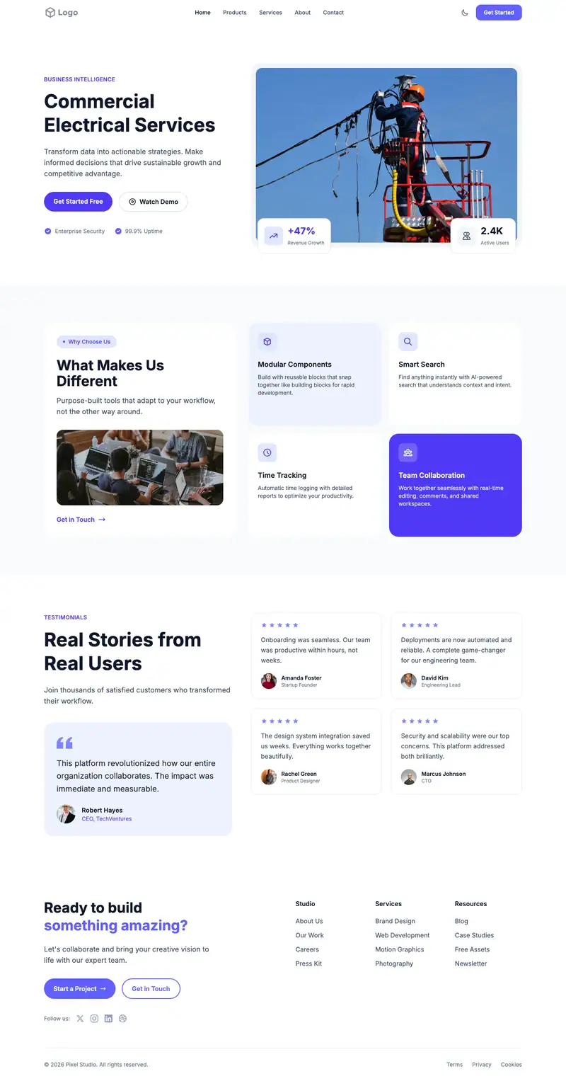 Commercial Electrical website template preview