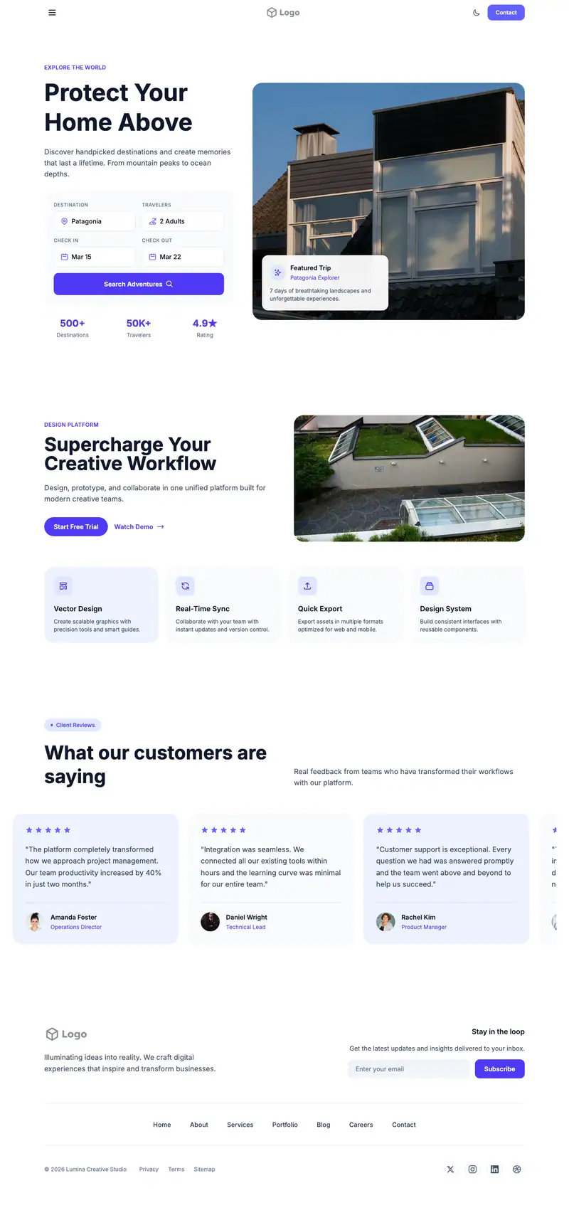 Residential Roofing website template preview