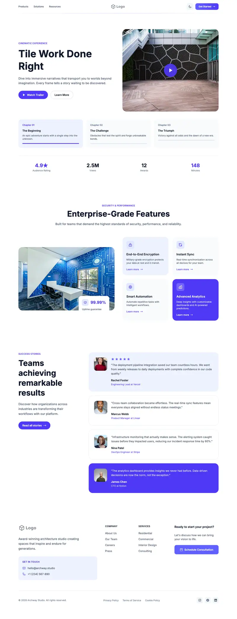 Tile Installation website template preview