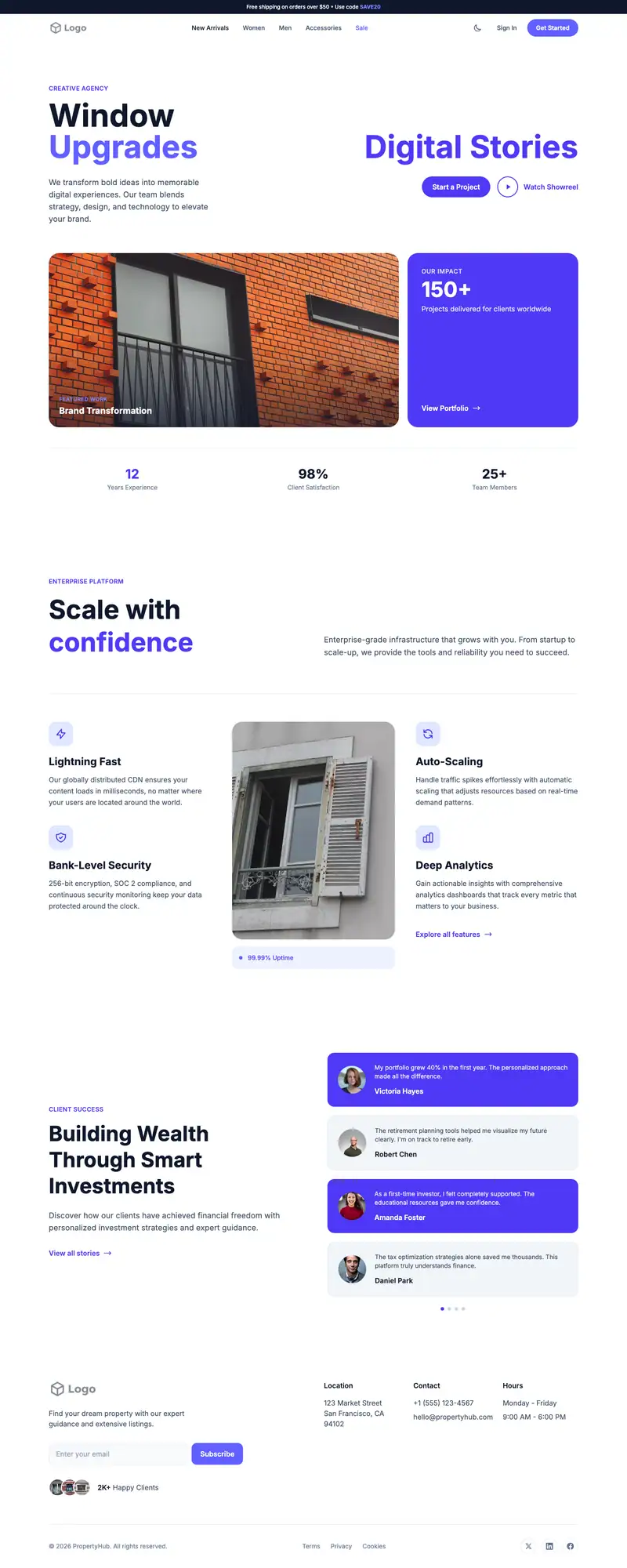 Full-page preview of the Window Replacement website template