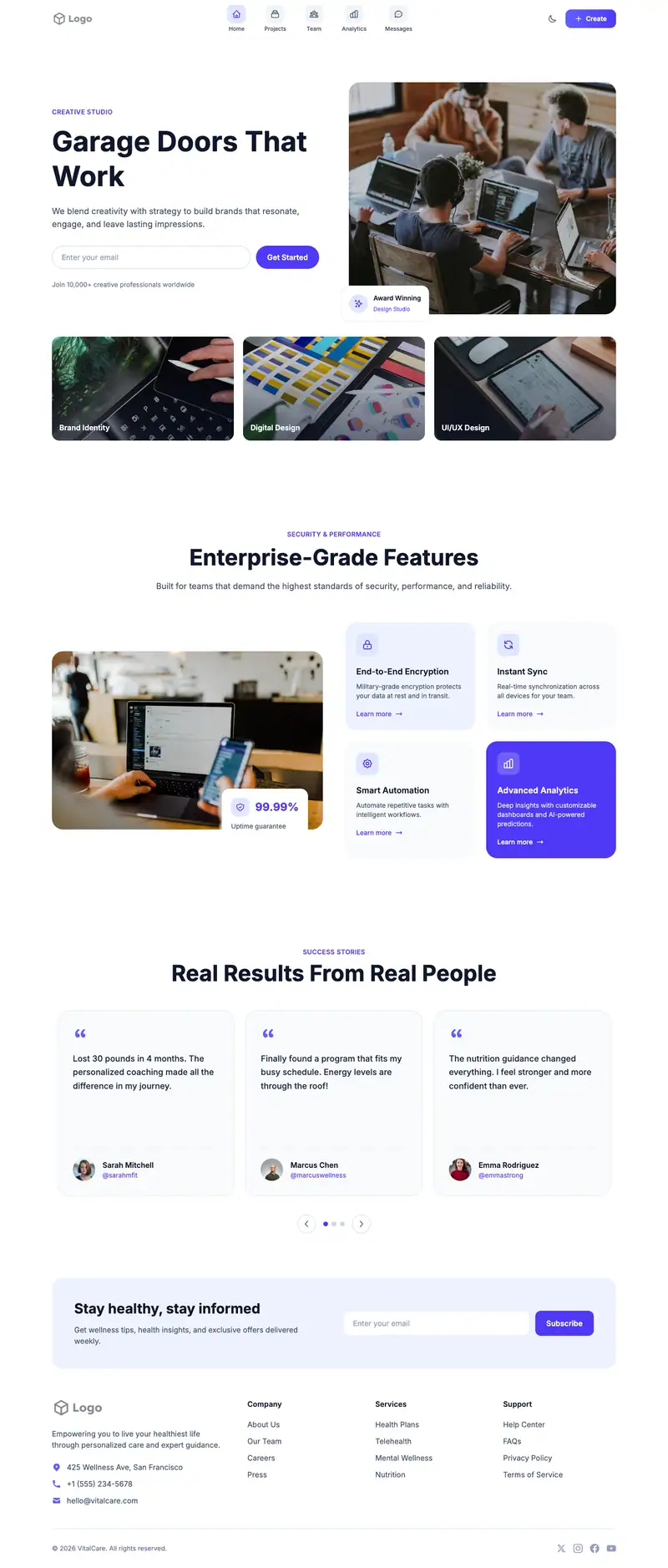 Garage Door Service website template preview