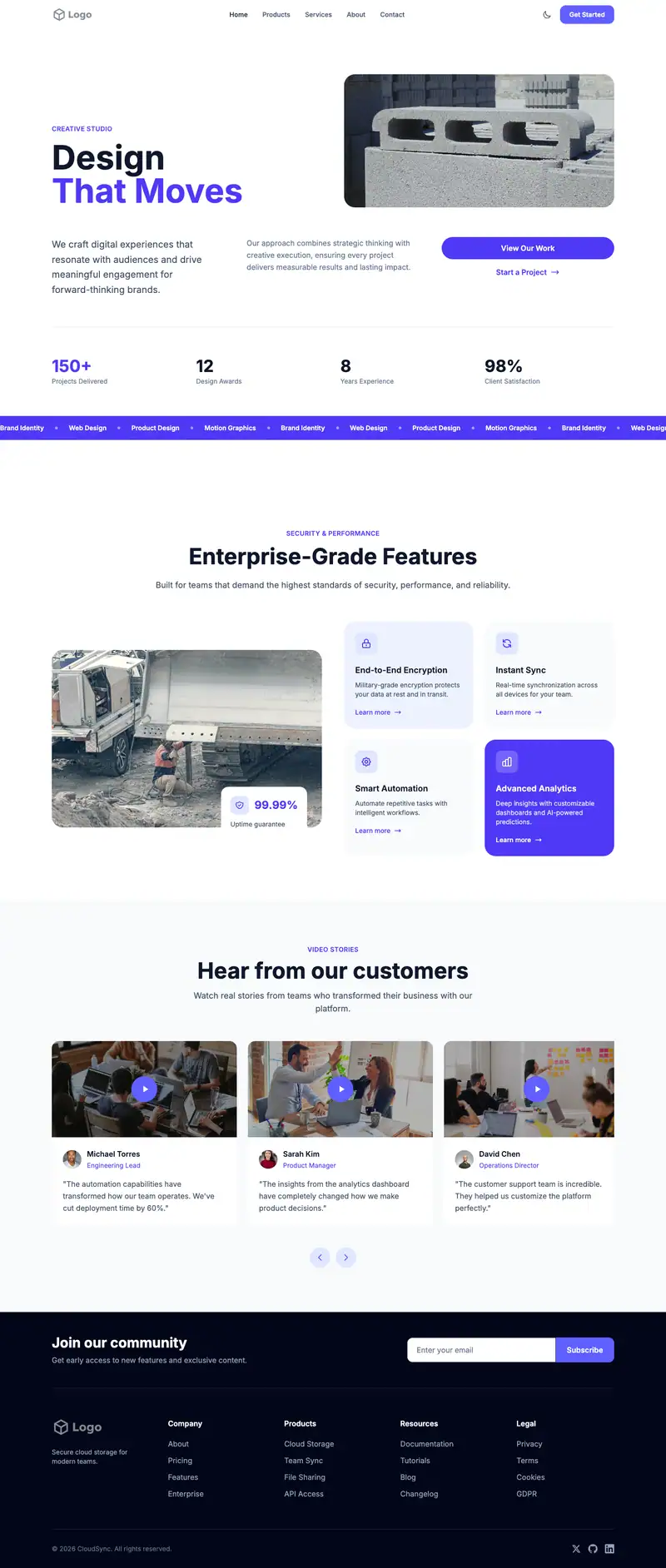 Concrete Contractor website template preview