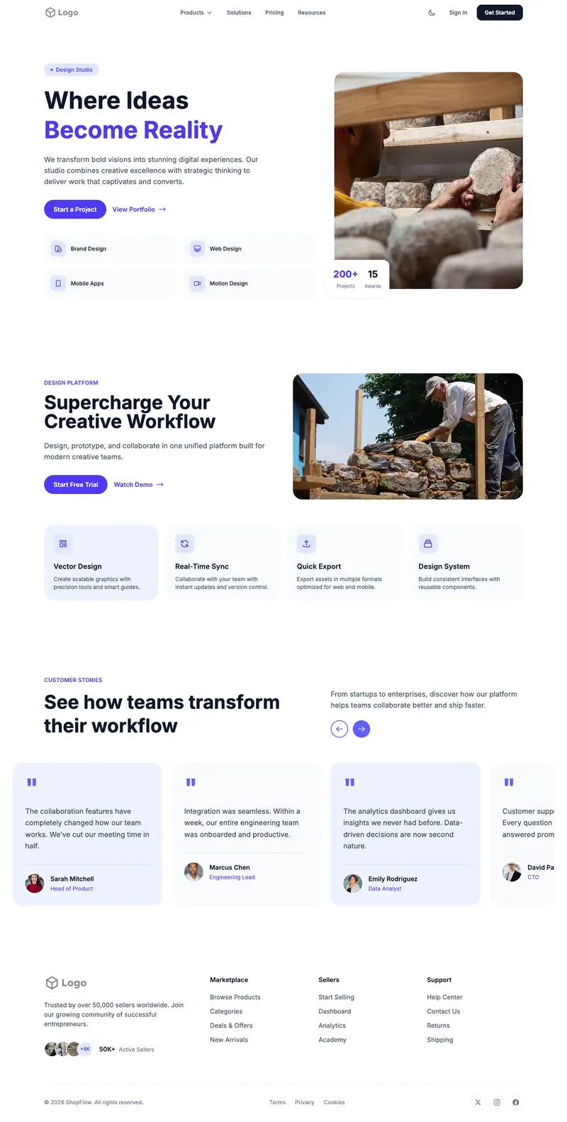 Masonry Stonework website template preview
