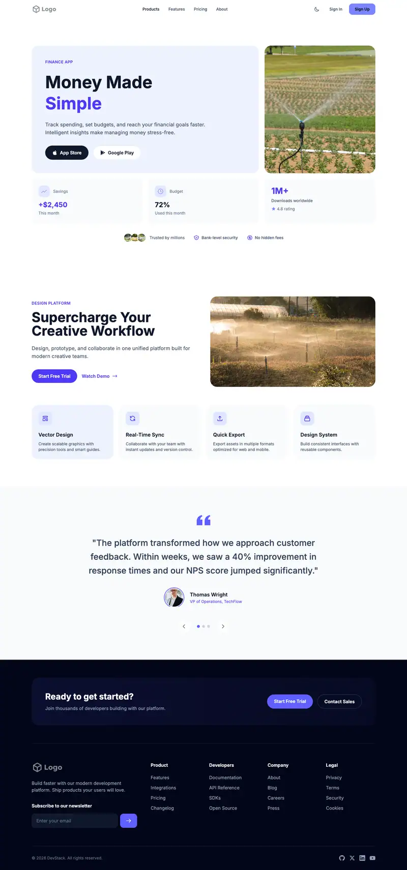 Sprinkler Irrigation website template preview