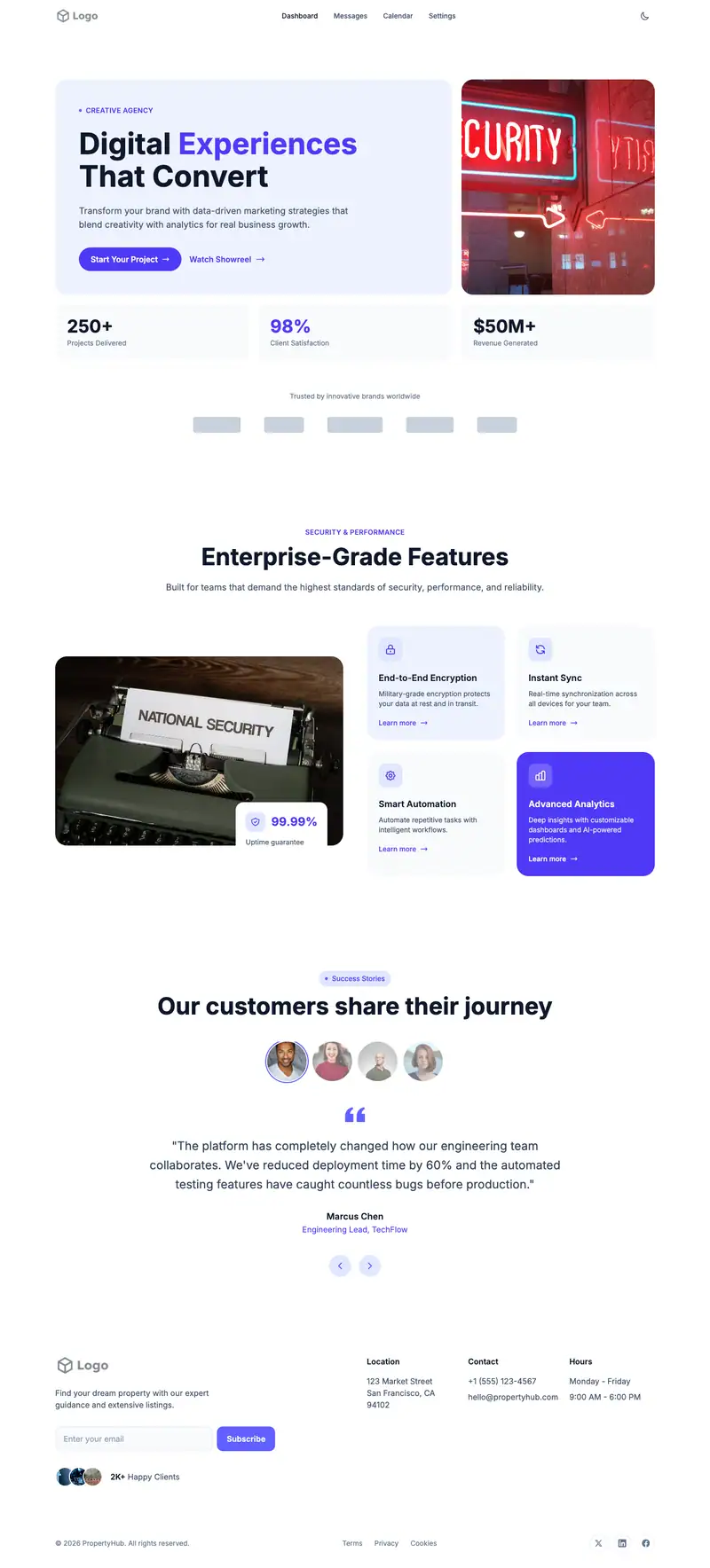 Security System Install website template preview