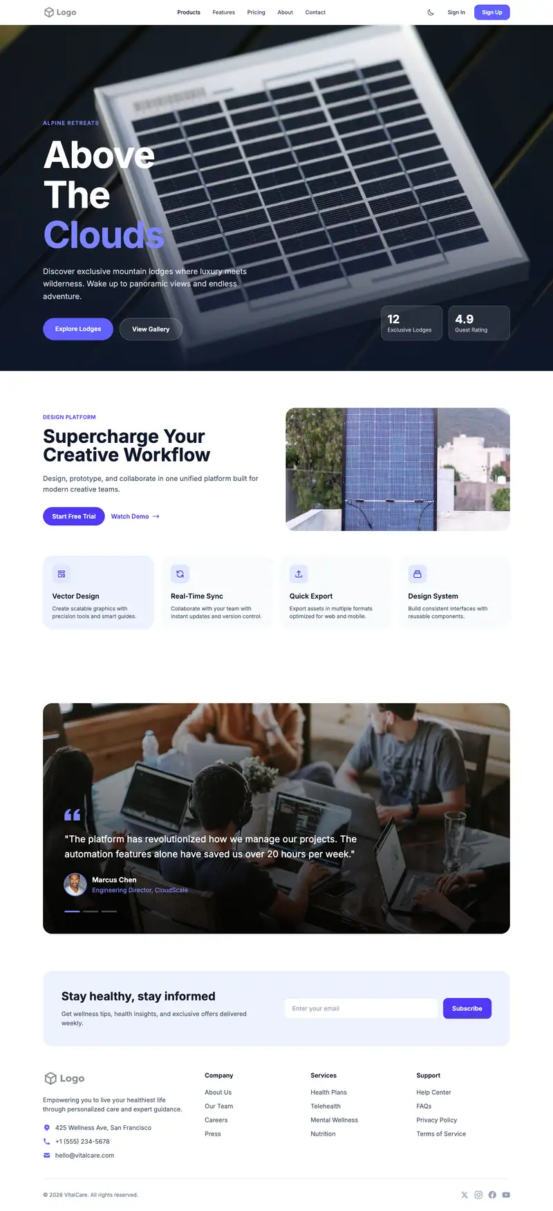 Solar Panel Installation website template preview