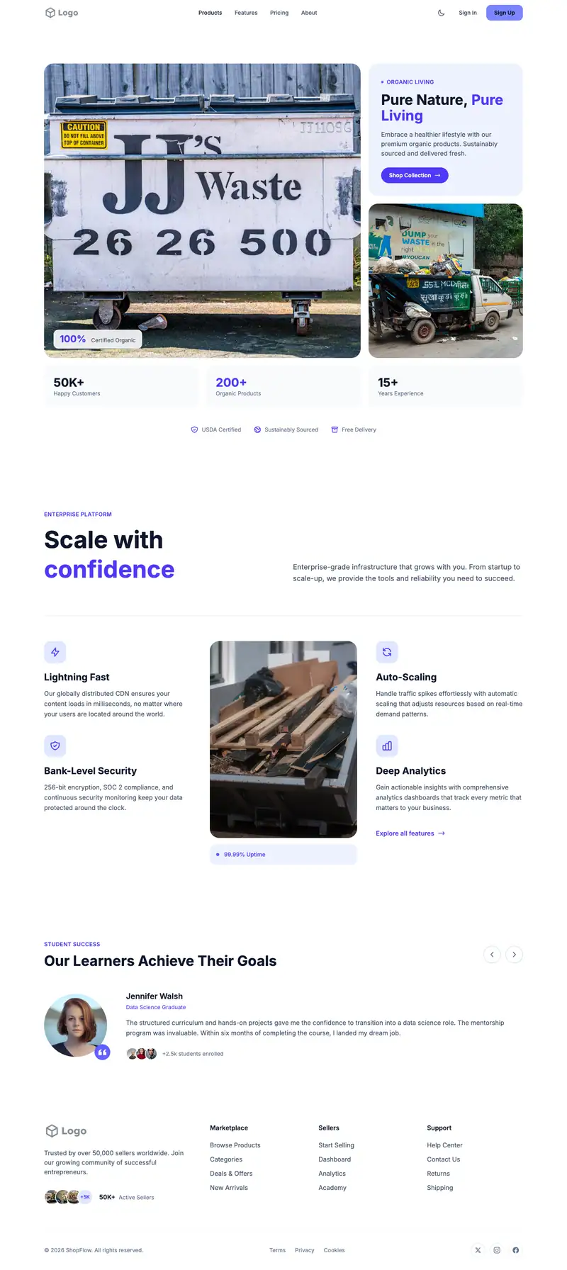 Junk Removal website template preview