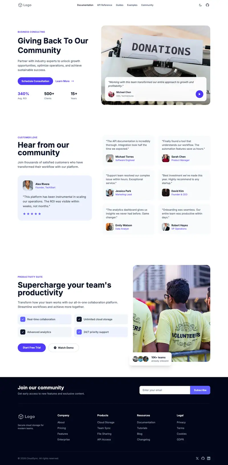 Charitable Organization website template preview