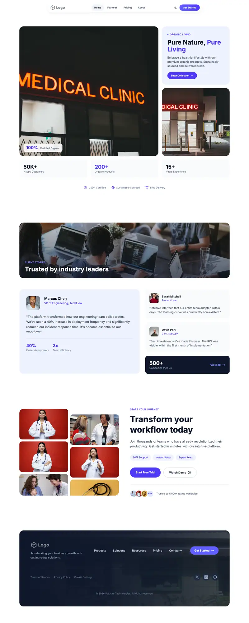 Health Focused Nonprofit website template preview