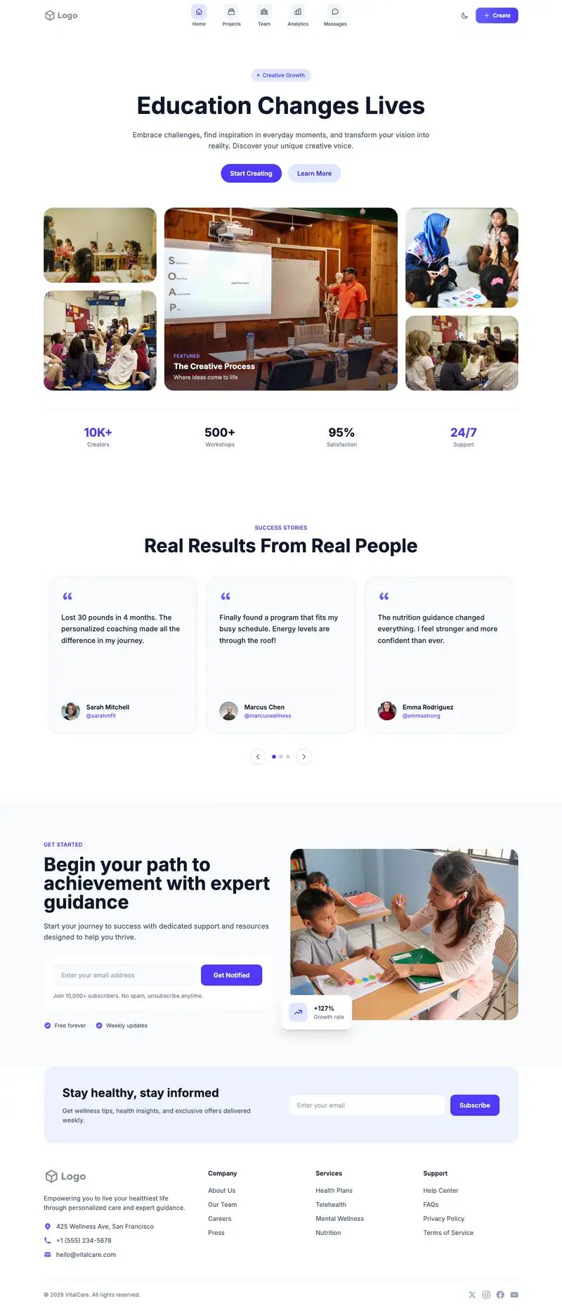 Educational Nonprofit website template preview