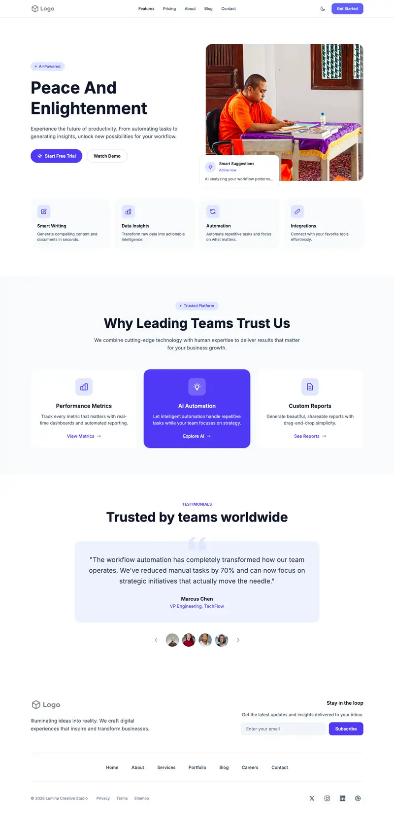 Buddhist Hindu Temple website template preview