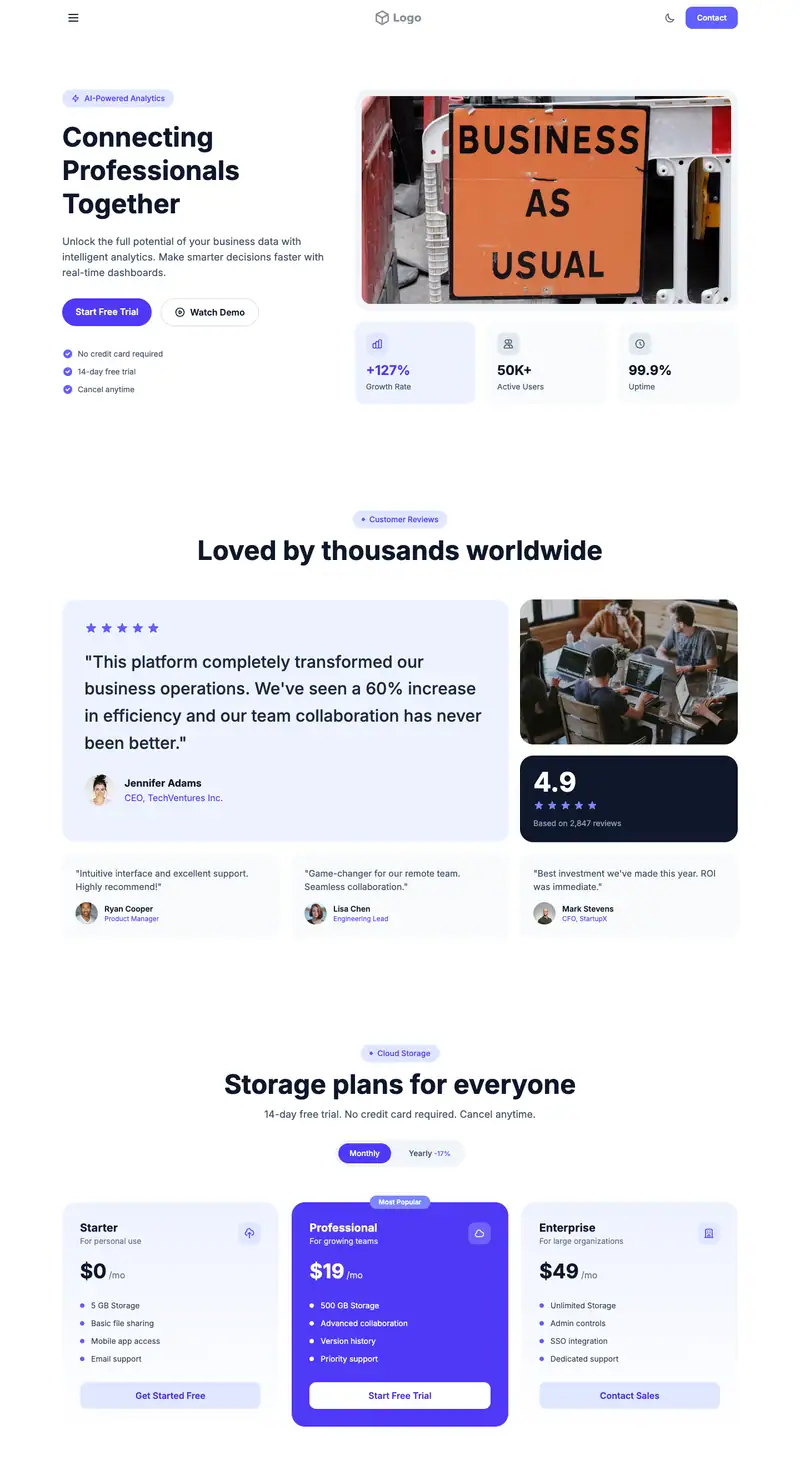 Professional Association website template preview