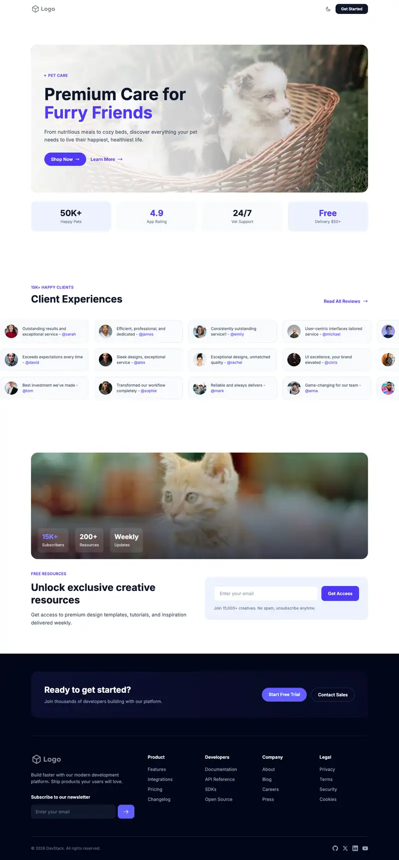 Pet Supply Store website template preview