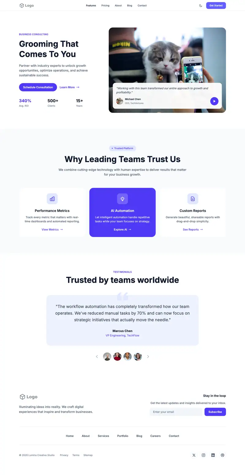 Mobile Pet Grooming website template preview