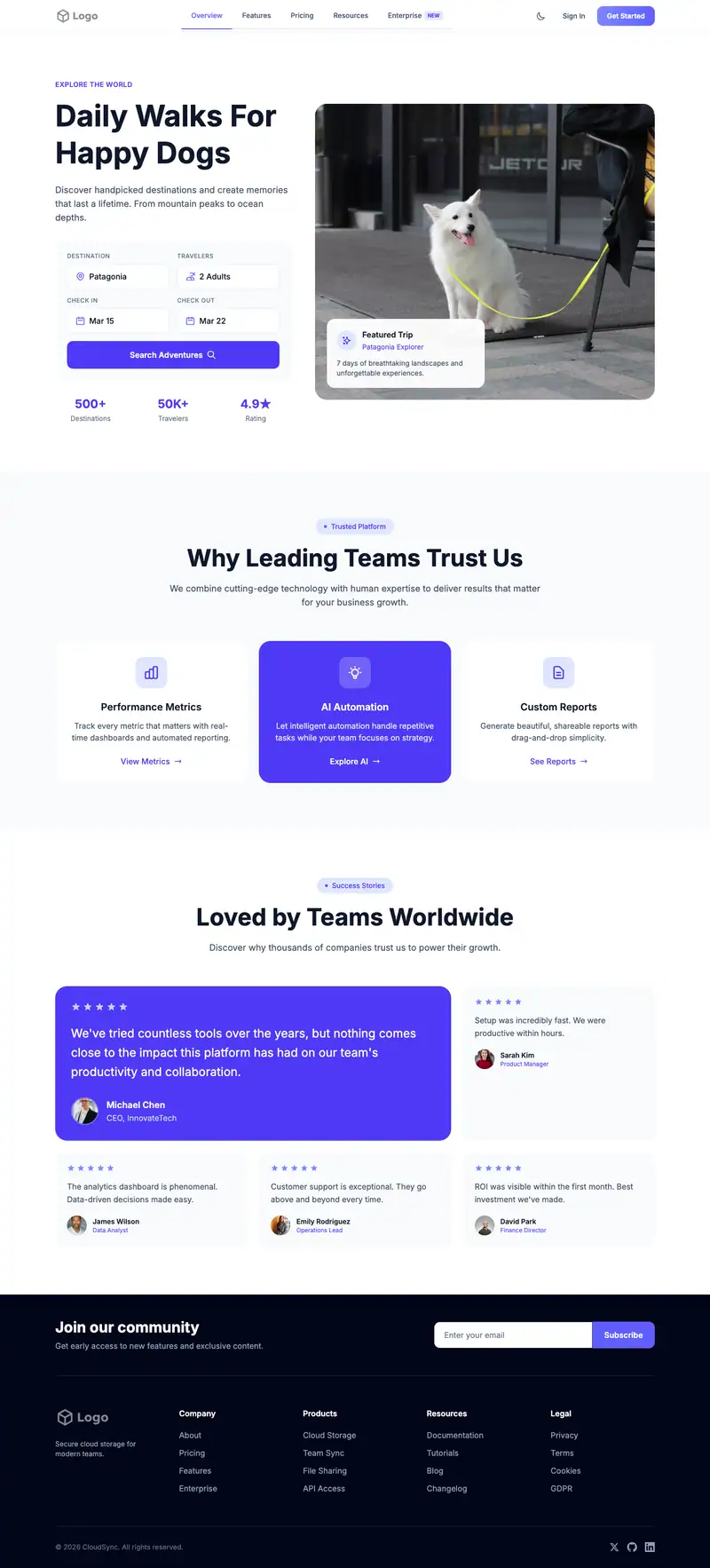 Dog Walking Service website template preview