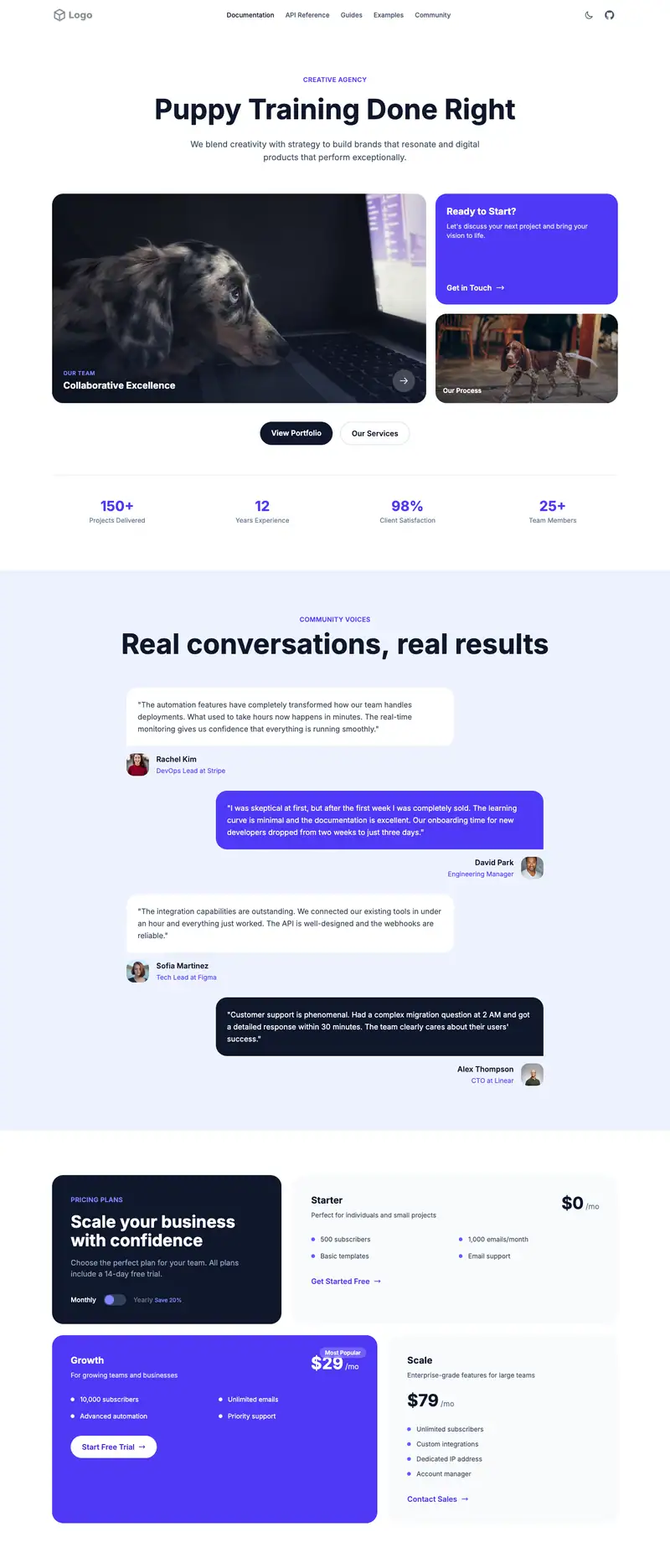 Puppy Training website template preview