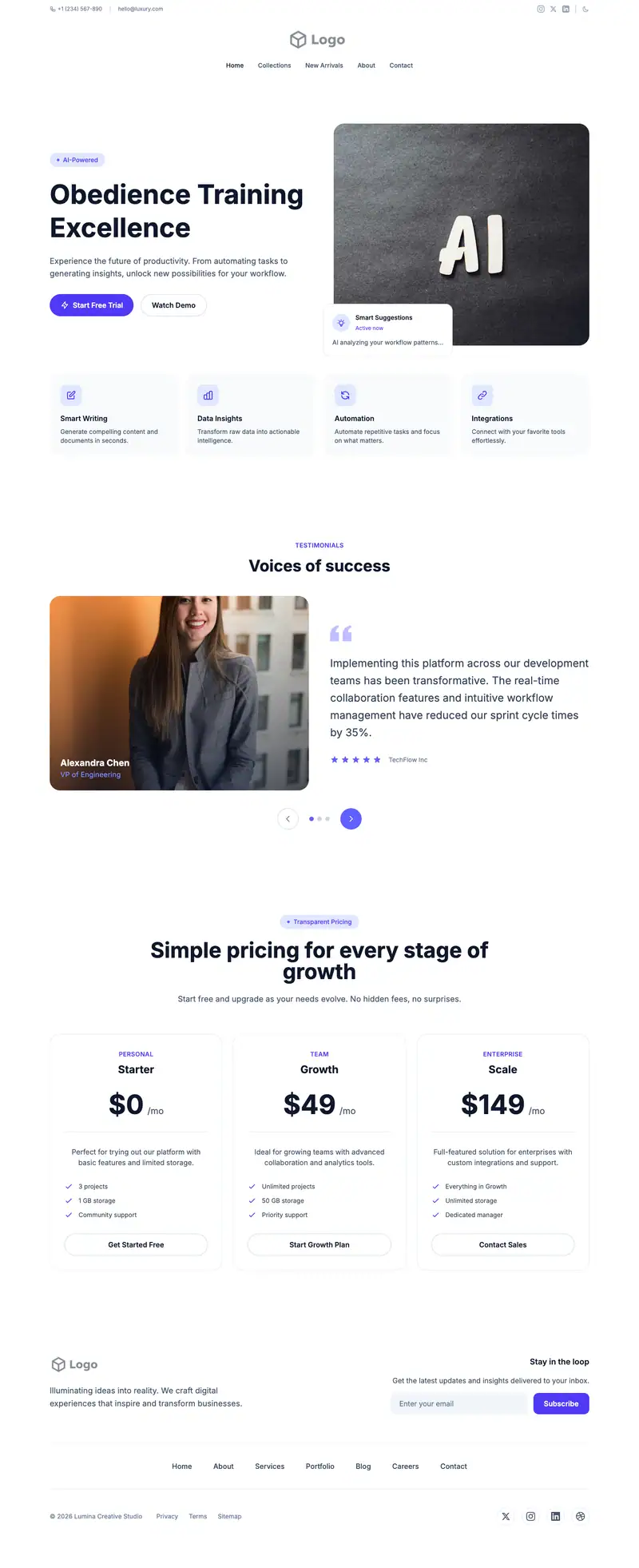 Obedience School website template preview