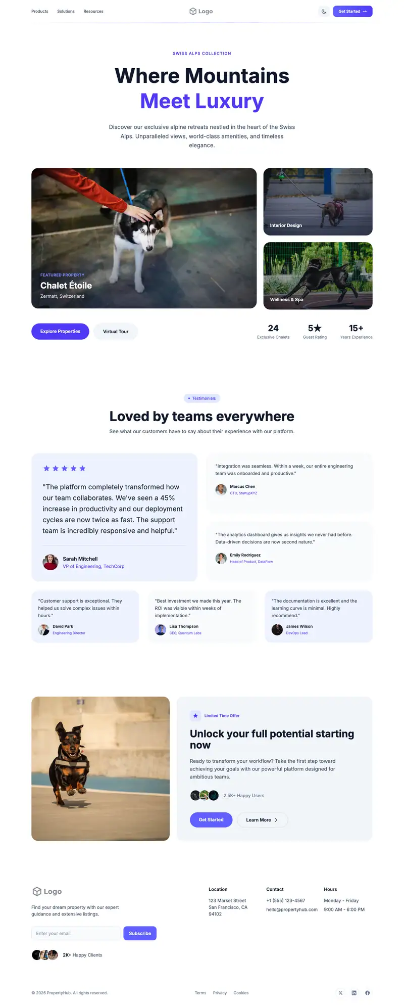 Service Dog Training website template preview