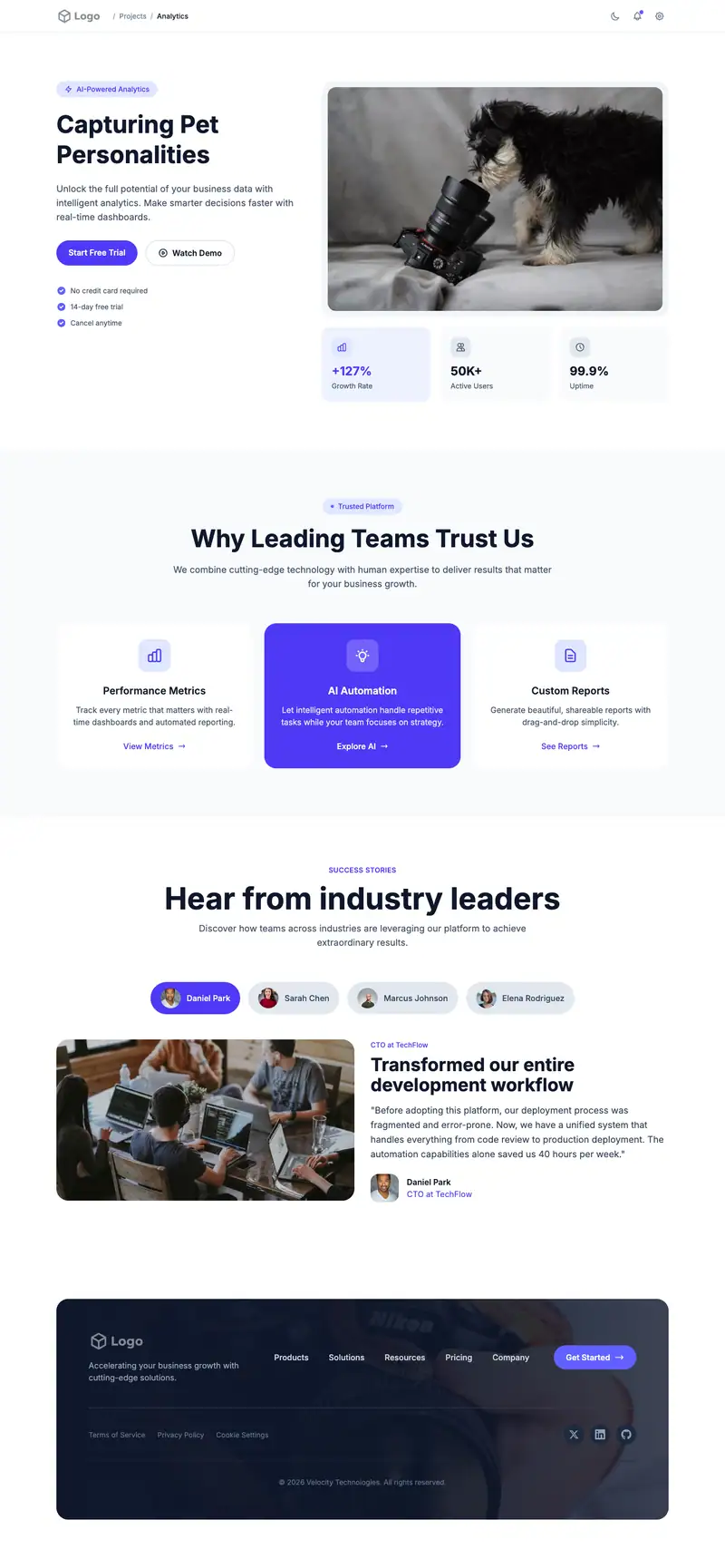Pet Photographer website template preview