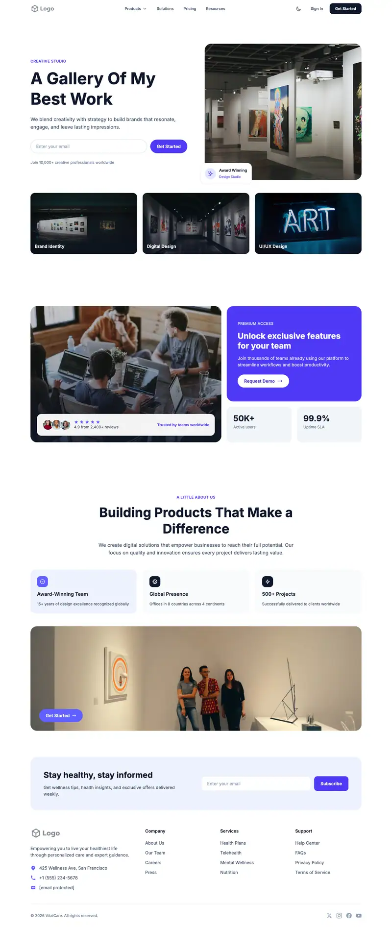 Gallery Focused Portfolio website template preview