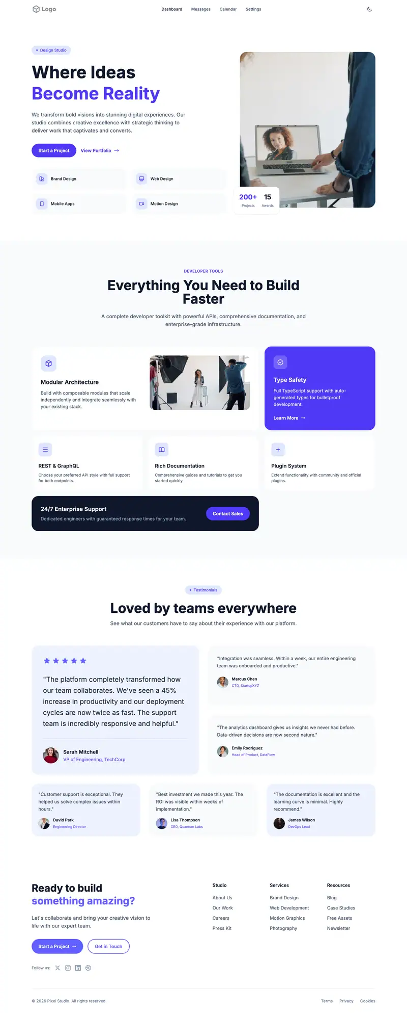 Photographer Portfolio website template preview