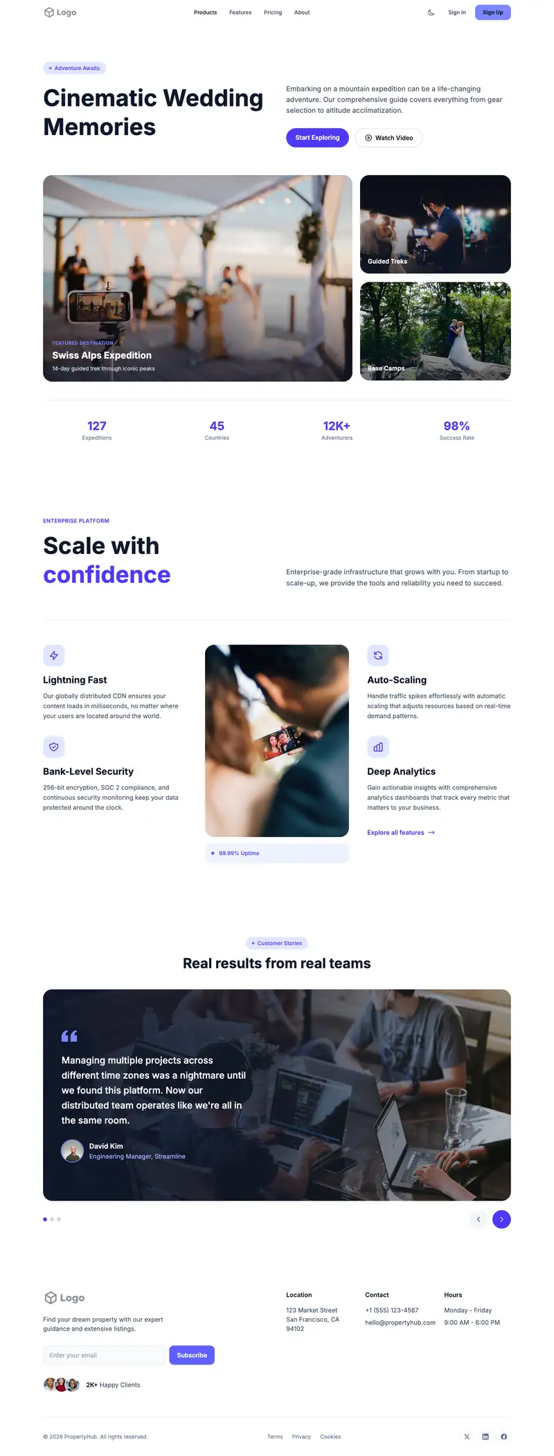 Wedding Videographer website template preview
