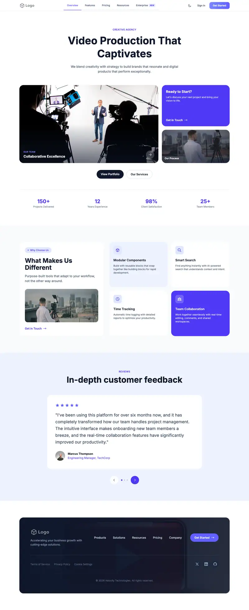 Commercial Video Production website template preview