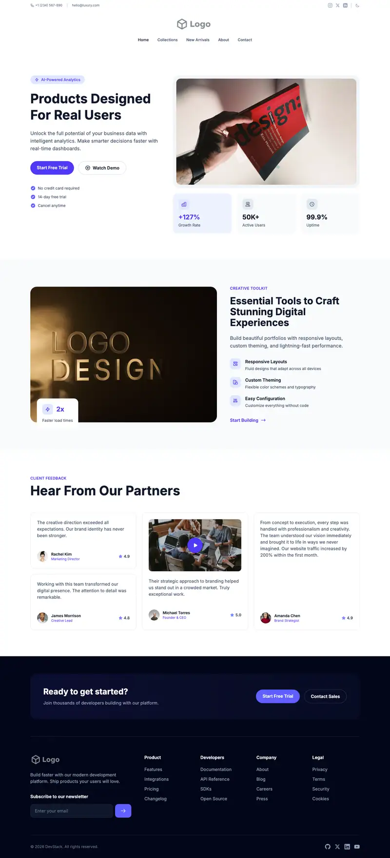 Product Designer Portfolio website template preview