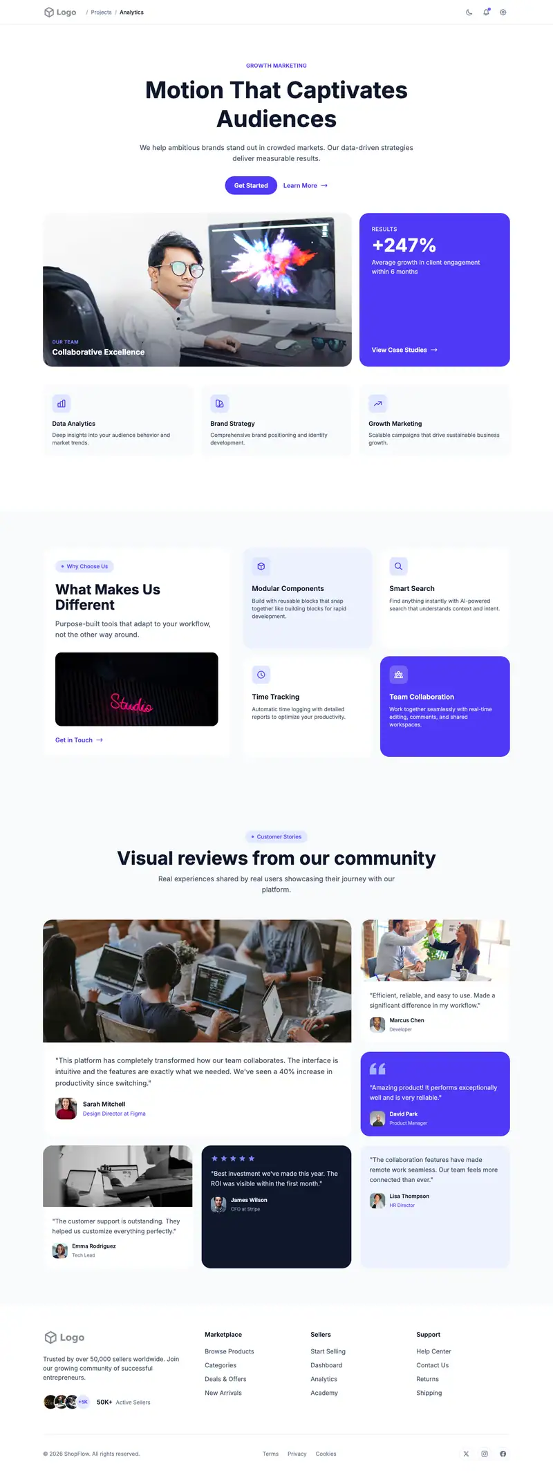 Motion Designer Portfolio website template preview