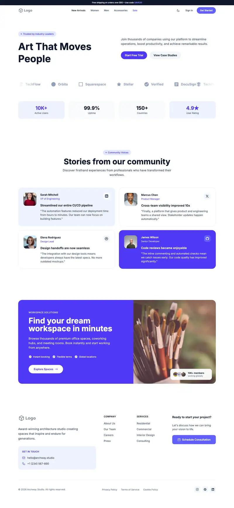 Artist Portfolio website template preview