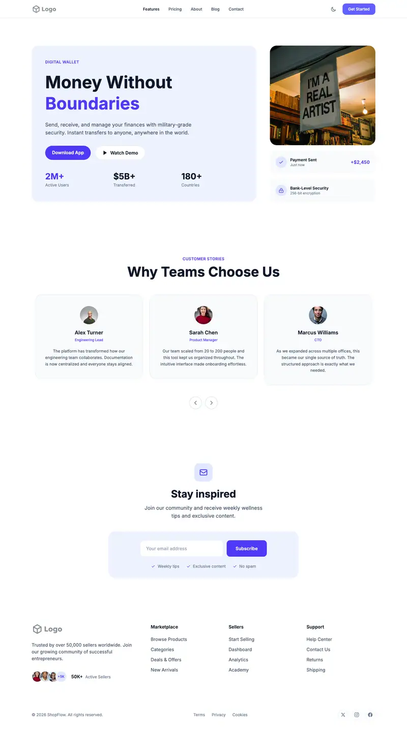 Journalist Portfolio website template preview