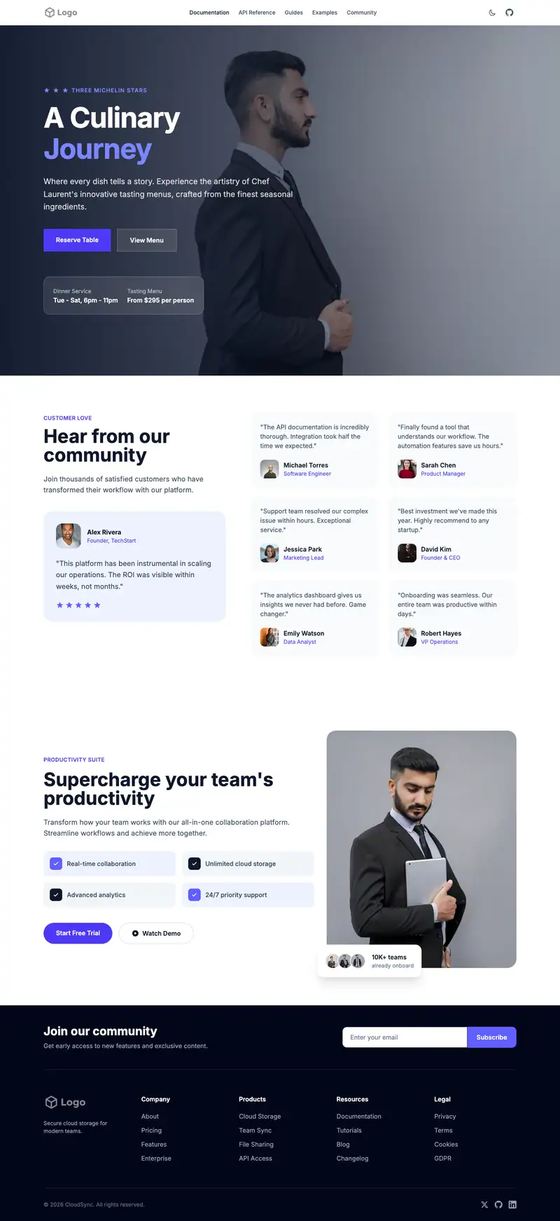 Personal Bio Page website template preview